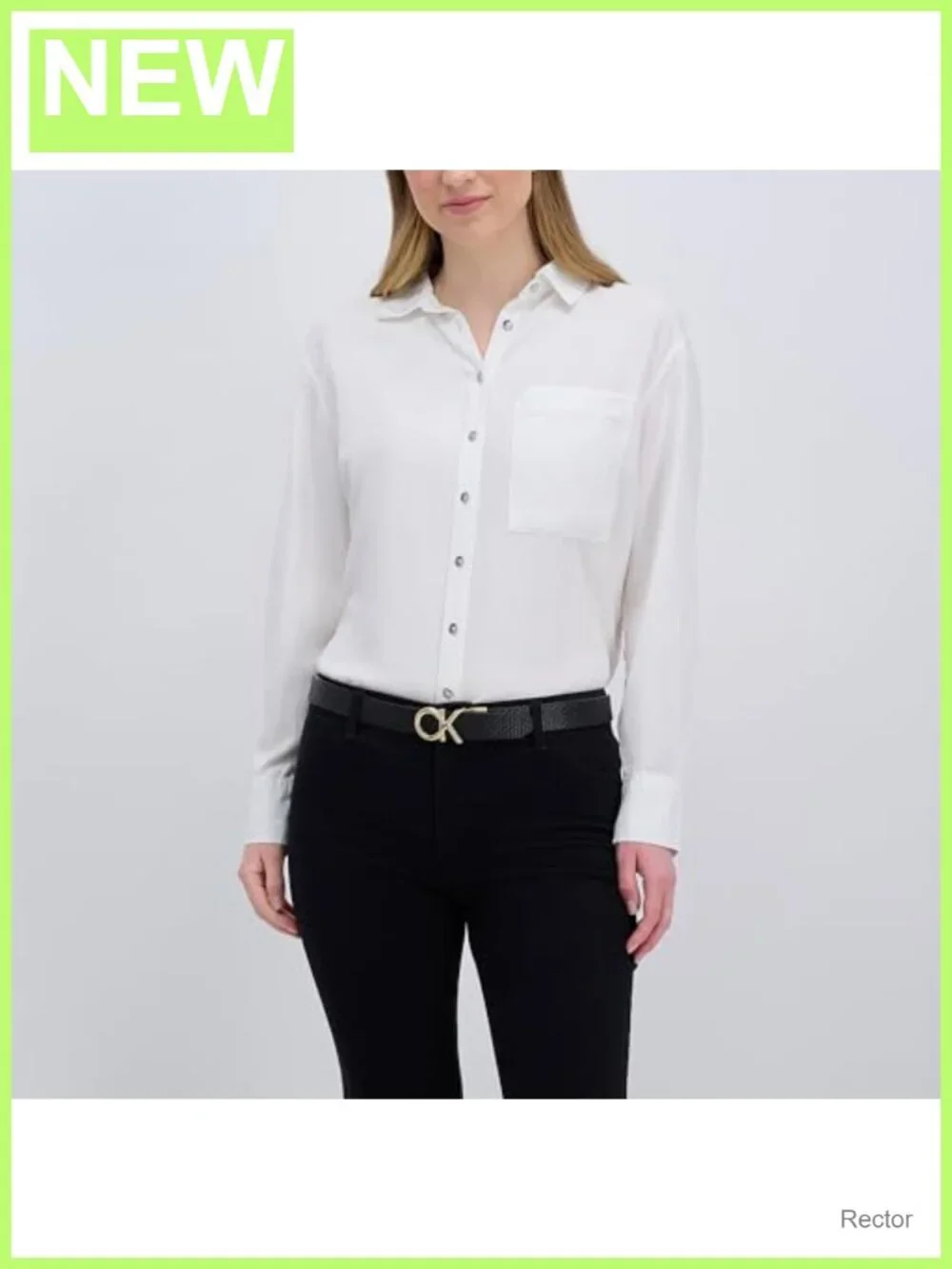 Reversible CK Monogram Plaque Buckle Dress Belt for Women